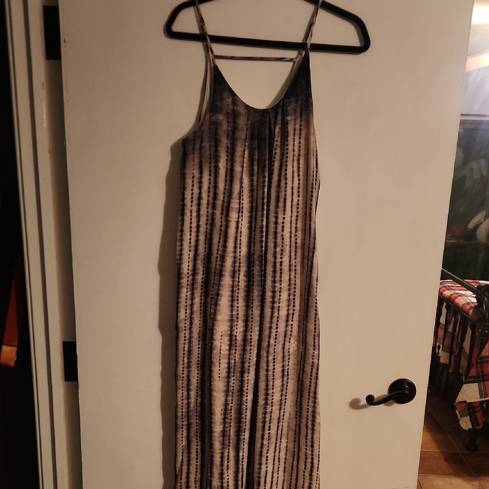 One Clothing Black and Cream Striped Maxi Dress